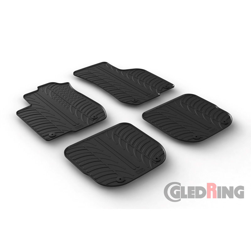 Rubber car mats set  Audi A3 8L 1996-2003 (T profile 4 pieces + mounting clips)