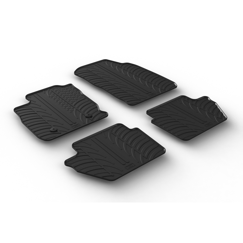 Rubber car mats set  Ford Ecosport Facelift 11/2017- (T profile 4-pieces + mounting clips)