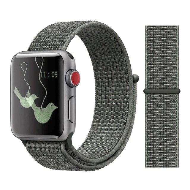 Apple watch nylon loop sport band - mos groen