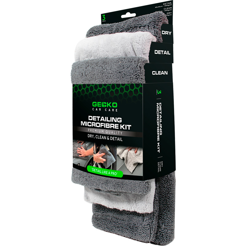 Gecko Microvezel Detailing Kit - 3 stuks