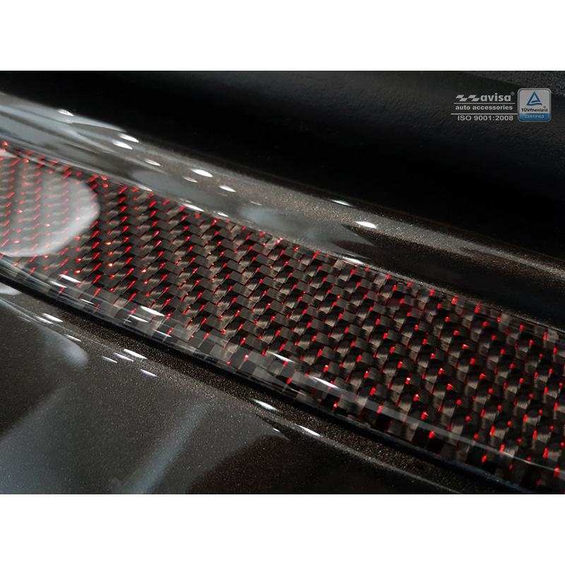 Carbon Rear bumper protector  BMW 7-Series G11/G12 2015-2019 excl. M-Package - Red-Black Carbon