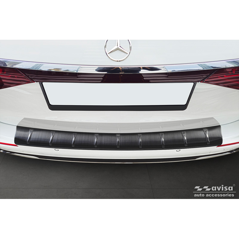 Black Stainless Steel Rear bumper protector  Mercedes E-Class (S214) Estate 2023- 'Ribs'