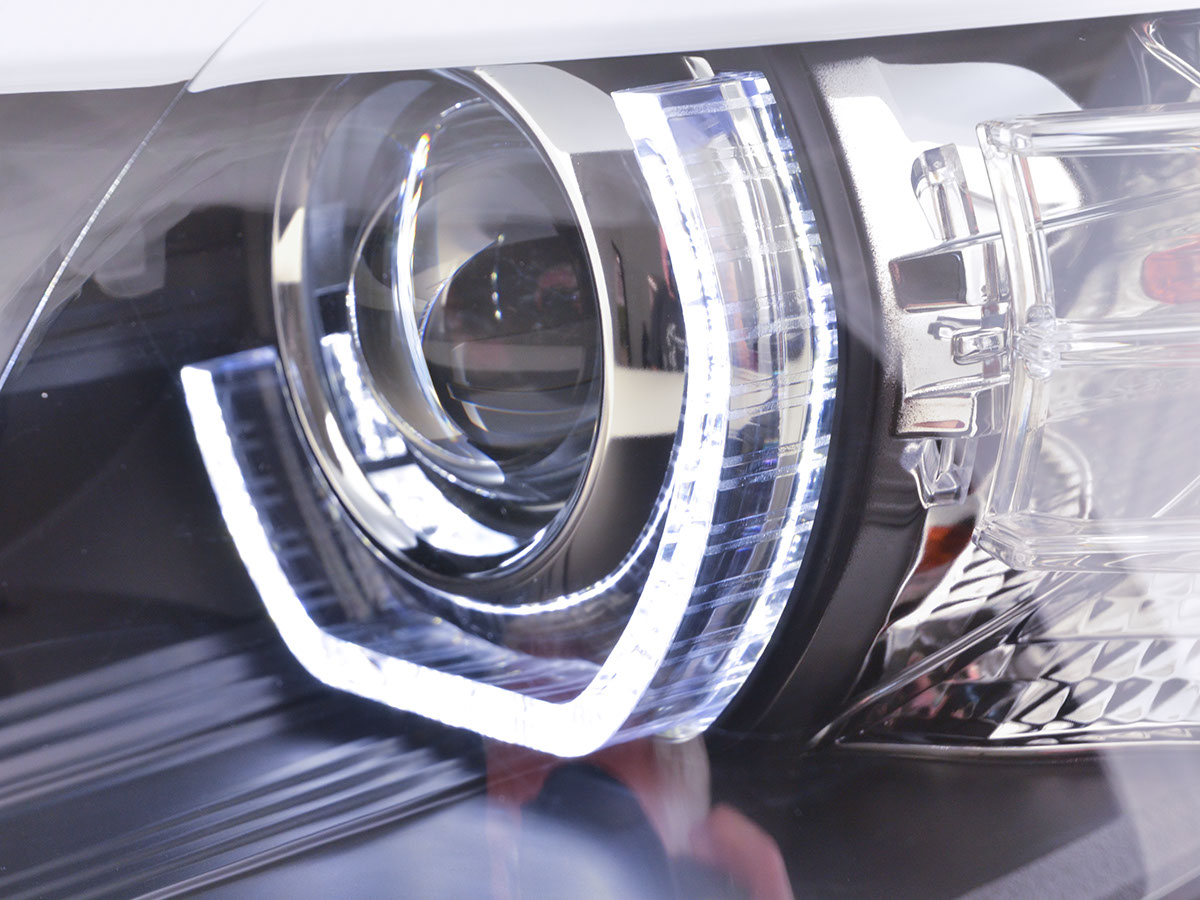 Headlights BMW X5 E70 08-10 Angel Eyes 3D black
