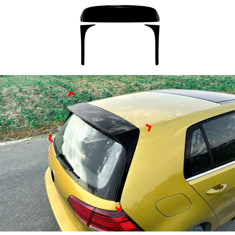 Dakspoiler  Volkswagen Golf VII (7&7.5) HB 2012-2019 3-delig (ABS Glanzend zwart)