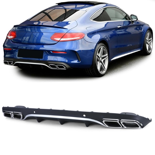 Diffusor Mercedes C205 A205 Coupe / Cabrio 15-19 C63 Design Chroom