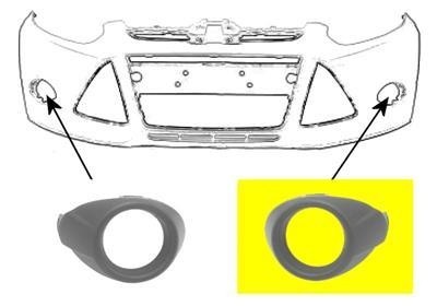 voorbumpergrille, met mistlampgat, links Ford Focus, 2012 -