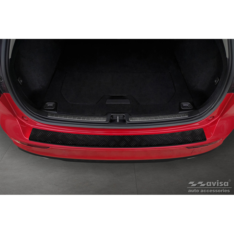Matt Black Aluminum Rear bumper protector  Volvo V60 II 2018- incl. Cross Country & R-Design 'Riffled Plate'