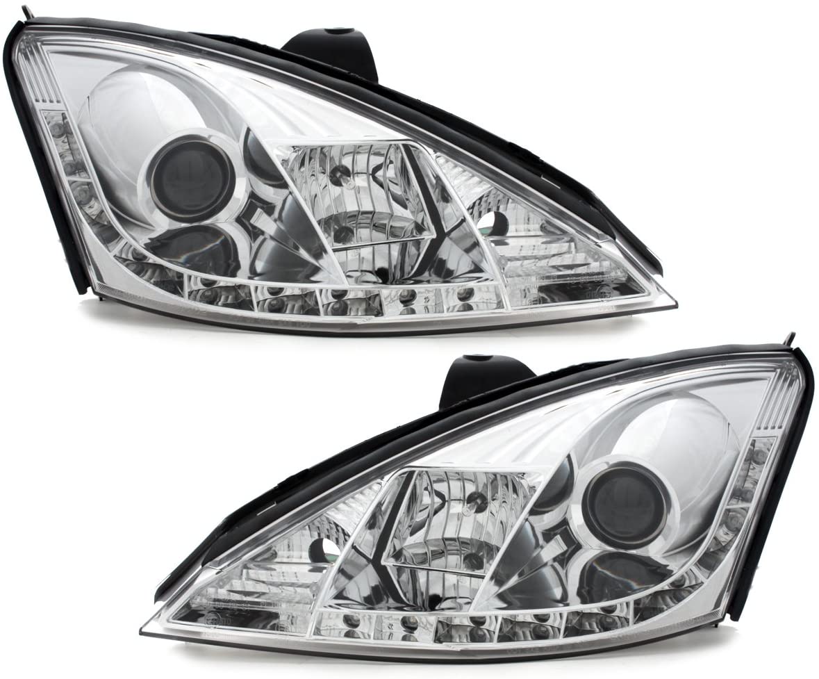 Koplampen Ford Focus 01-04 Devil Eyes DRL look 2 chroom