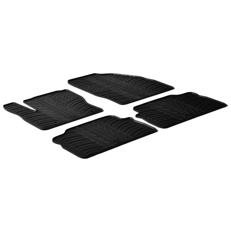 Rubber car mats set  Ford C-Max 2003-2009 (T profile 4-pieces + mounting clips)