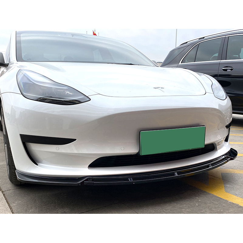 Front spoiler lip  Tesla Model 3 2017-2024 (Glossy Black ABS)