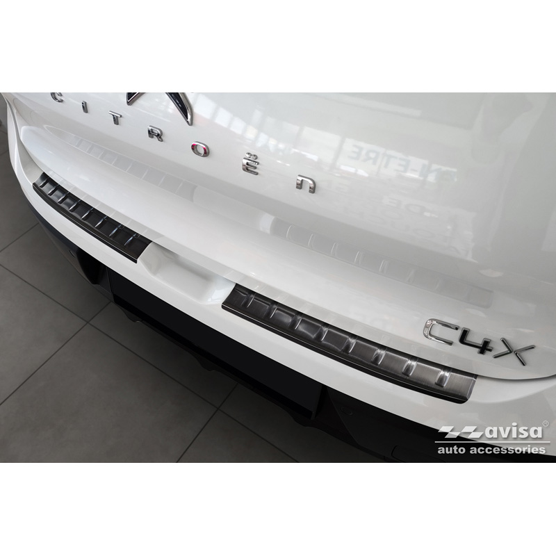Black Stainless Steel Rear bumper protector  Citroën C4 X 2023- 'Ribs' (2-pieces)
