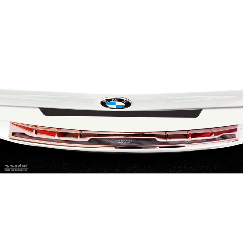 Stainless Steel Rear bumper protector 'Deluxe'  BMW 5-Series G31 Touring 2017-2020 excl. M-Sport 'Performance' Brushed Copper/Copper Carbon