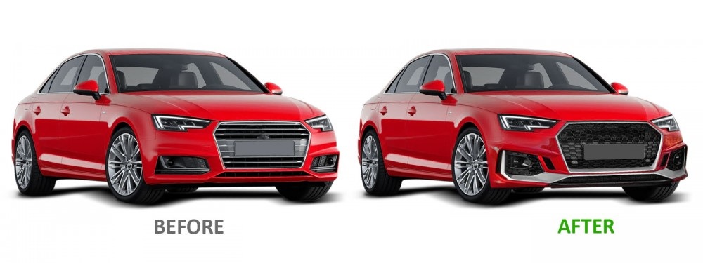 Voorbumper Audi A4 B9 2015-2019 RS4 Look Zilver
