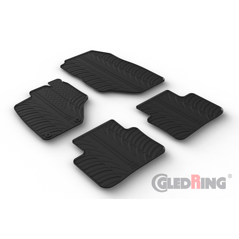 Gledring Rubber car mats set  Peugeot 5008 III Hybrid 2024- (T profile 4-pieces + mounting clips)