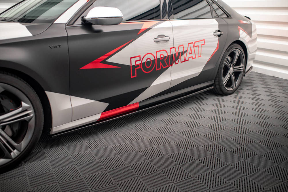Zijskirts V.1 Audi S8 D4 Maxton Glans Zwart
