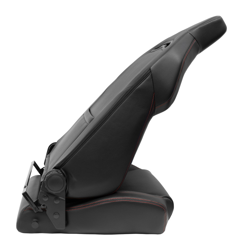 Sportstoel 'VGR' - Zwart Kunstleder + Rode stiksels - Dubbelzijdig verstelbare rugleuning - incl. sledes