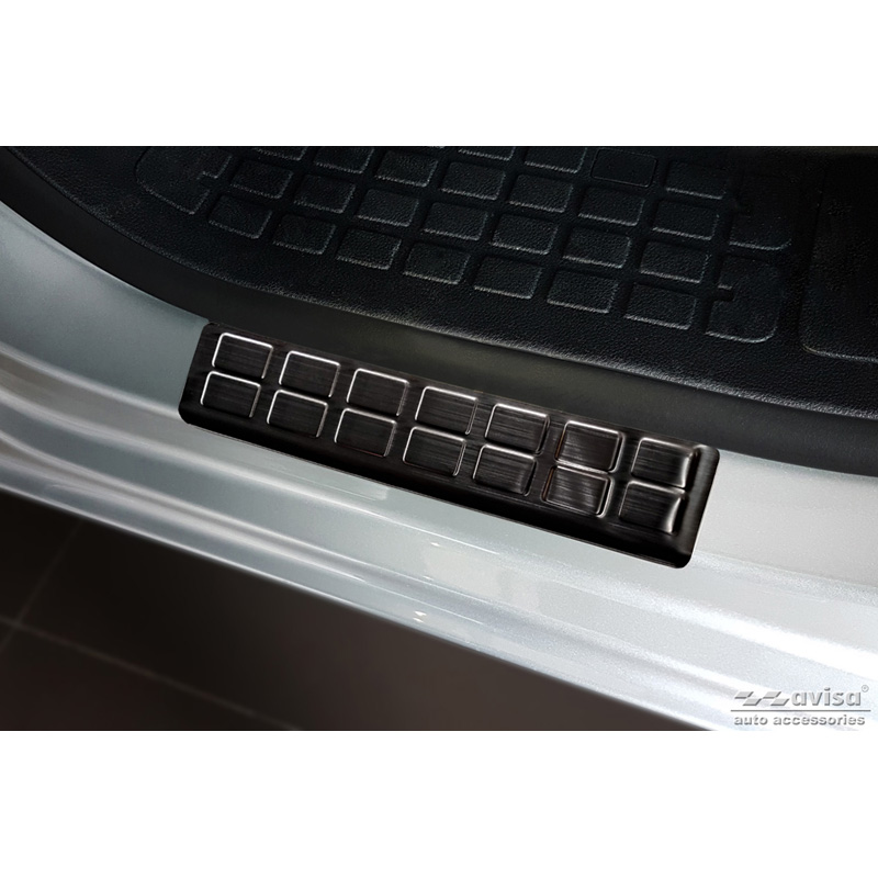 Black Inox door sill protectors  Citroën Jumpy & Spacetourer / Peugeot Expert & Traveller / Toyota Proace 2016- / Opel Vivaro / Zafira Life 2019- / Fiat Scudo & Ulysse 2022- - 'Rectangles' - 2-pieces front doors