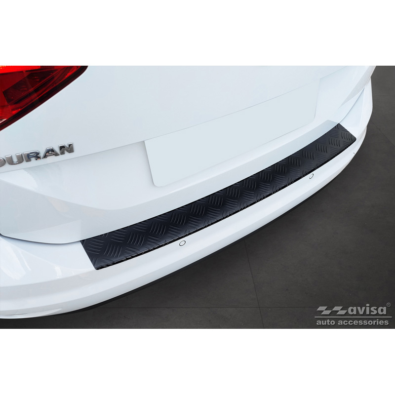 Matt Black Aluminum Rear bumper protector  Volkswagen Touran III 2015- incl. R-Line 'Riffled Plate'