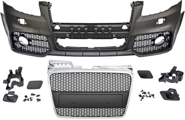 VoorBumper Audi A4 8E B7 04-07 spuitklaar Zilver grill