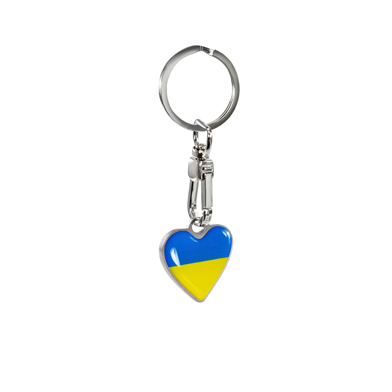 RVS sleutelhanger - 'Heart' Oekraïne
