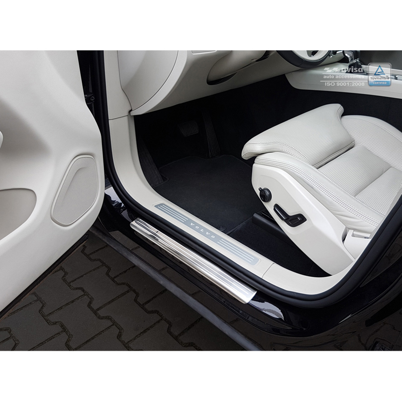 Inox door sill protectors  Volvo XC60 II 2017-2021 & FL 2021- incl. R-Design- - 'Engraved Lines' - 4-pieces