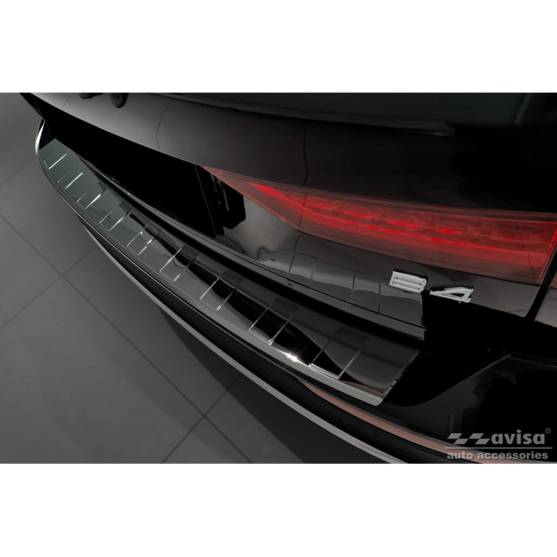 Black-Chrome Stainless Steel Rear bumper protector  Volvo V60 II / V60 II Cross Country 2018- & V60 II Plug- In Hybrid / R-Design 2019- 'Ribs'