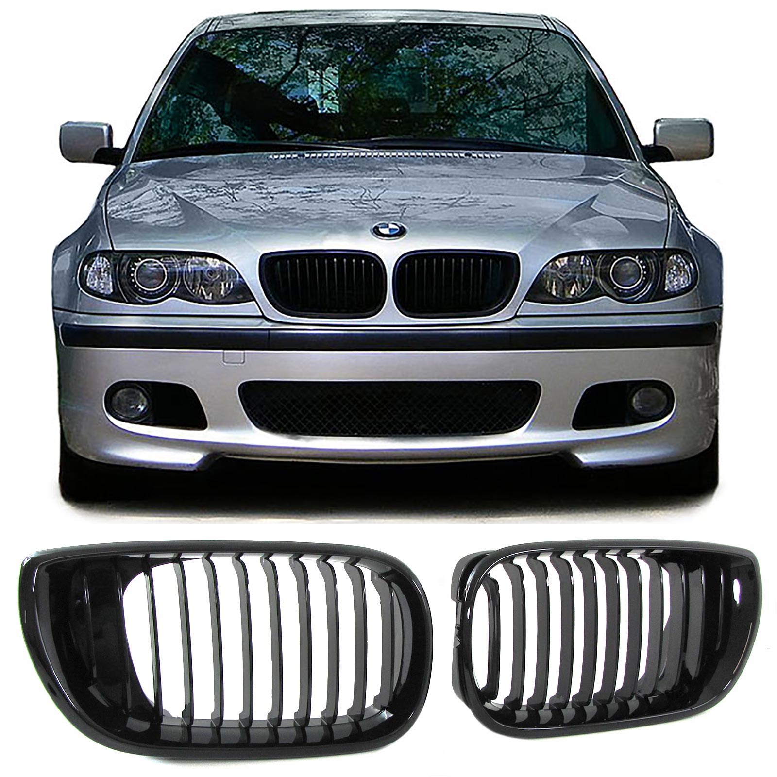 Grill Nieren BMW E46 Limousine/Touring 01-05 Glas Zwart