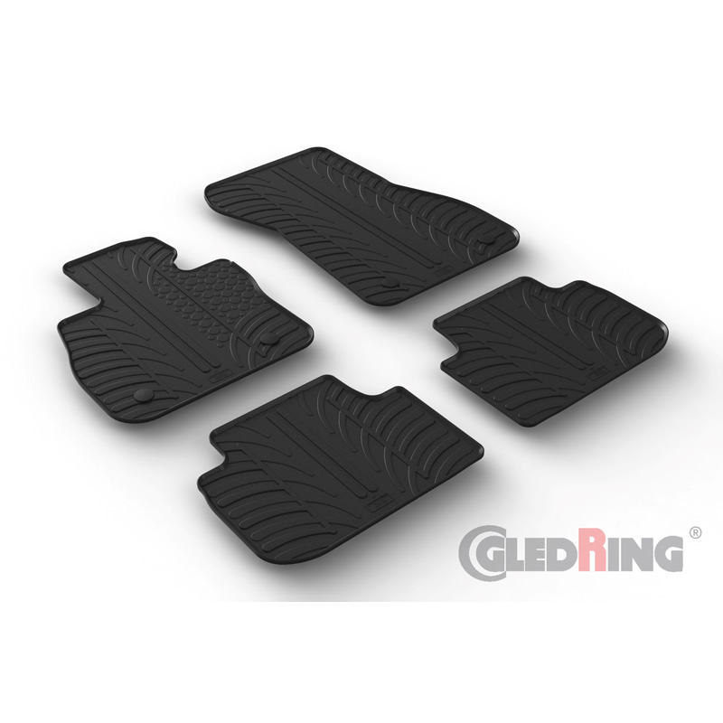 Rubber car mats set  BMW 2-Series F44 Gran Coupe 2020- (T profile 4-pieces + mounting clips)