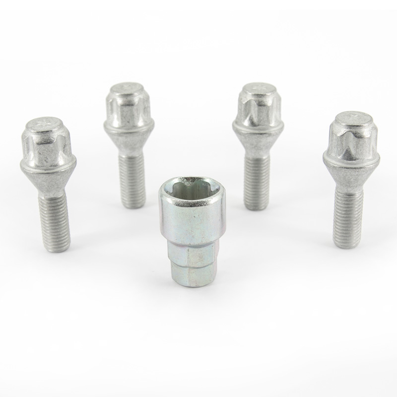 H&R Wheel lock set M12x1.50x28mm Taper - 4 wheel lock bolts incl. adapter