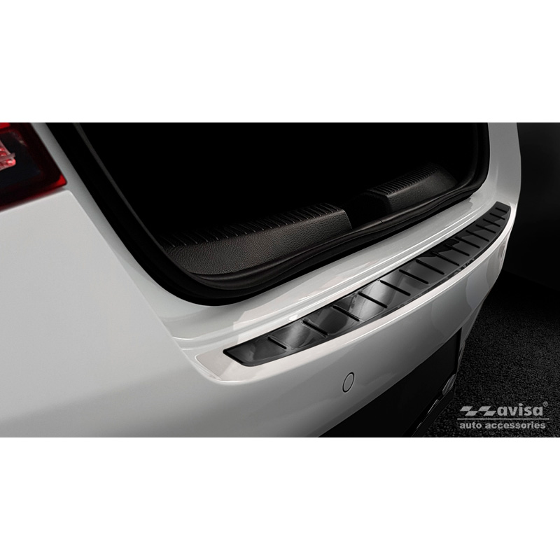 Black Stainless Steel Rear bumper protector  Mercedes CLA II (C118) 2019- 'Ribs'