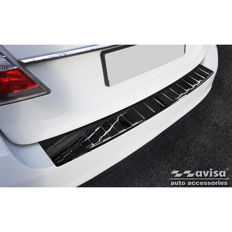 Zwart-Chroom RVS Achterbumperprotector  Volvo V70 Facelift 2013-2016 'Ribs'