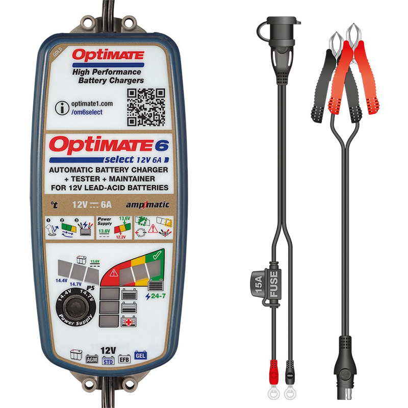 OptiMate 6 Select 12V/6.0A 9-stufiges Batterierettungs, -lade-, -test-, -wartungsgerät
