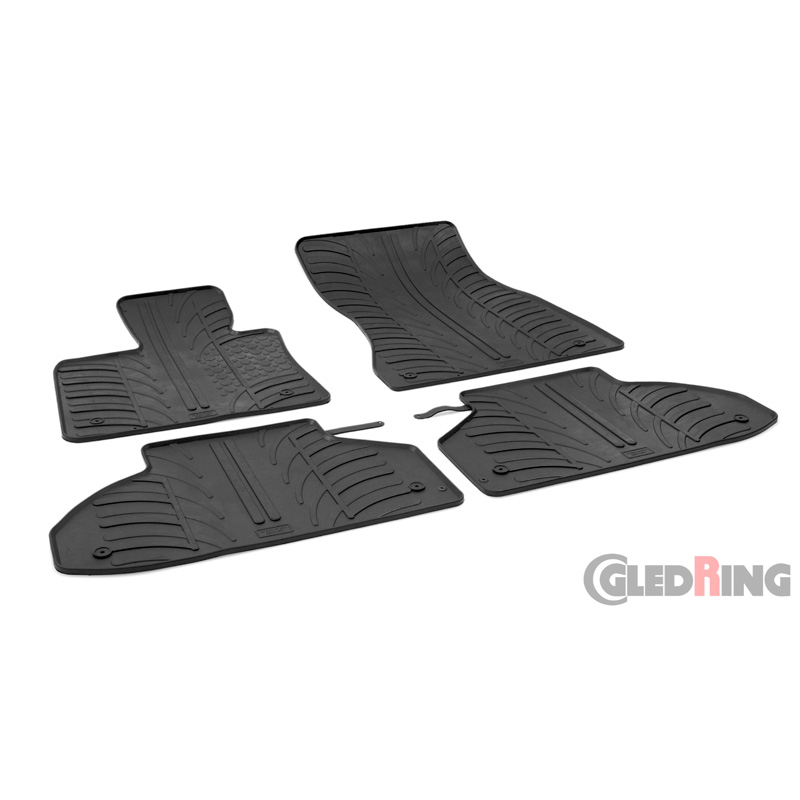 Rubber car mats set  BMW X6 (F16) 2014-2019 (T profile 4-pieces + mounting clips)