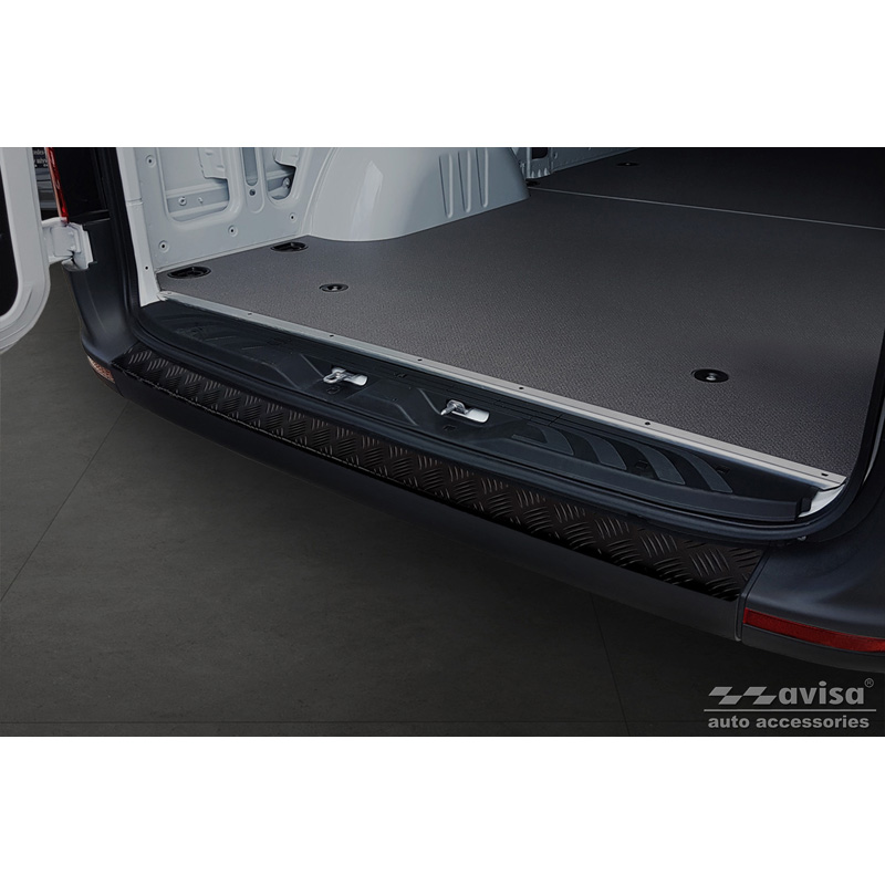 Matt Black Aluminum Rear bumper protector  Mercedes Sprinter III 2018- 'Riffled plate'