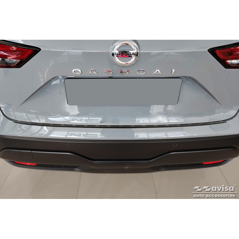 Black Stainless Steel Rear bumper protector  Nissan Qashqai III 2021- 'Ribs'