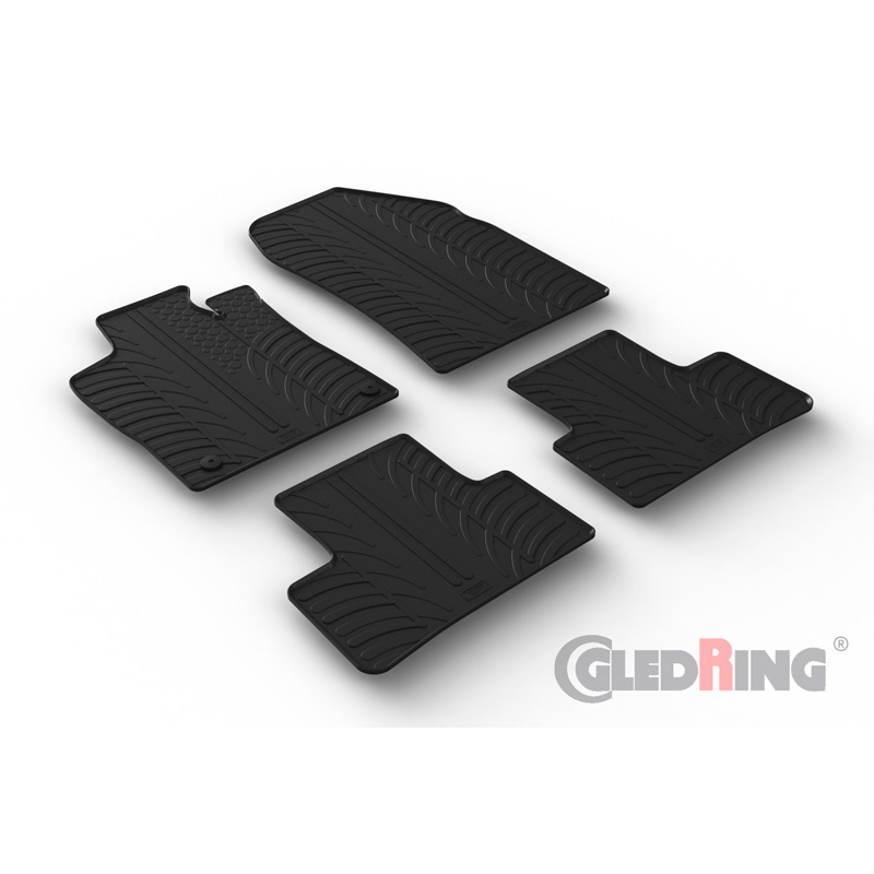 Rubber car mats set  Citroën DS4 II 2021- incl. Cross (T profile 4-pieces + mounting clips)