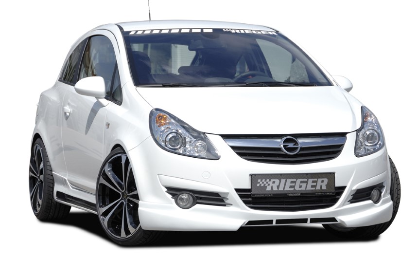 Voorspoiler lip Opel Corsa D Rieger met extra zijribben