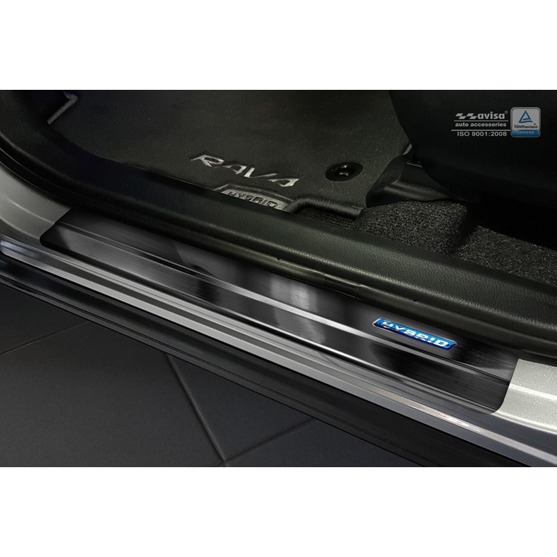 Black Inox door sill protectors  Toyota C-HR 2016-2019 & FL 2019-2023 & RAV4 IV FL 2016-2018 & Lexus NX 2014-2021 - 'Hybrid' - 4-pieces