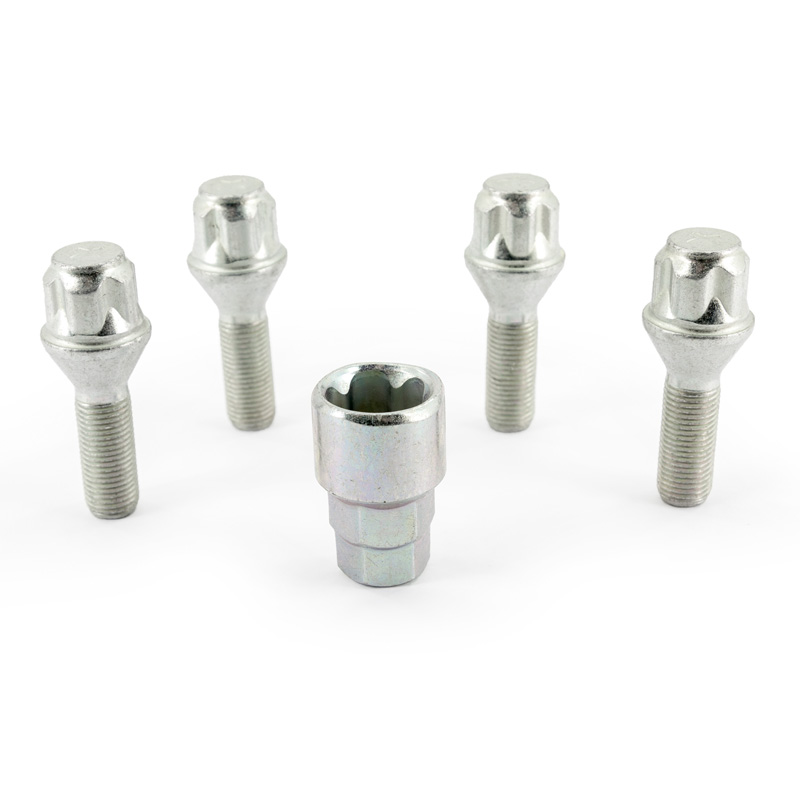 H&R Wheel lock set M12x1.25x30mm Taper - 4 wheel lock bolts incl. adapter