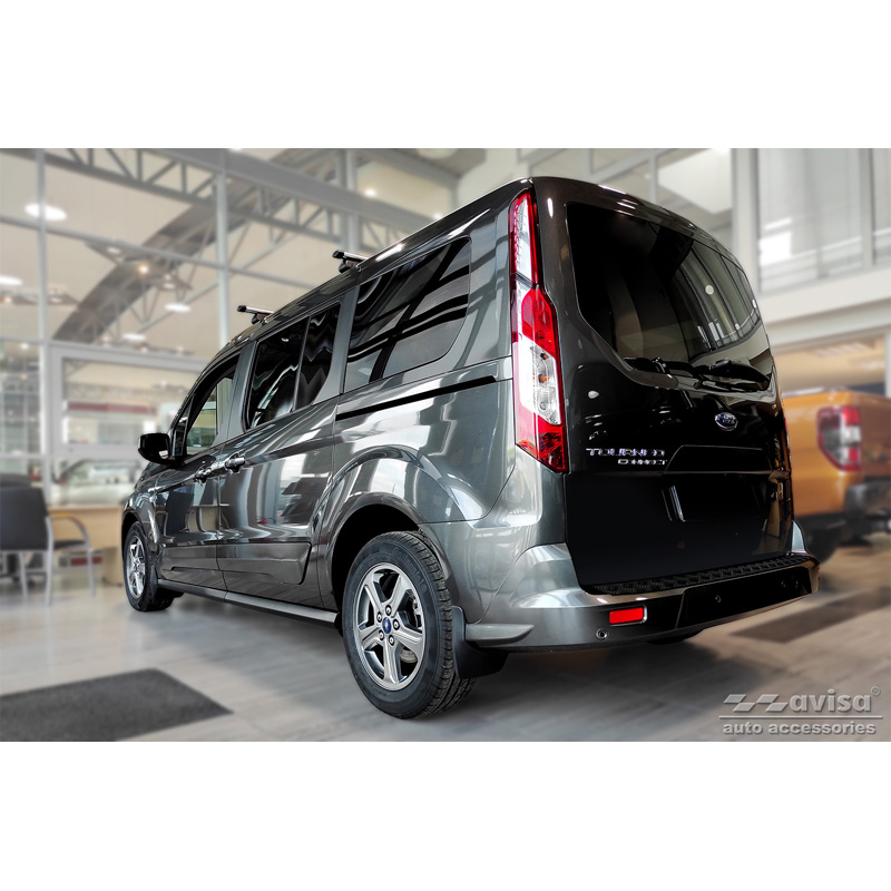 Matzwart Aluminium Achterbumperprotector  Ford Tourneo Connect/Transit Connect 2014-2017 & FL 2017-2022 'Riffled Plate'
