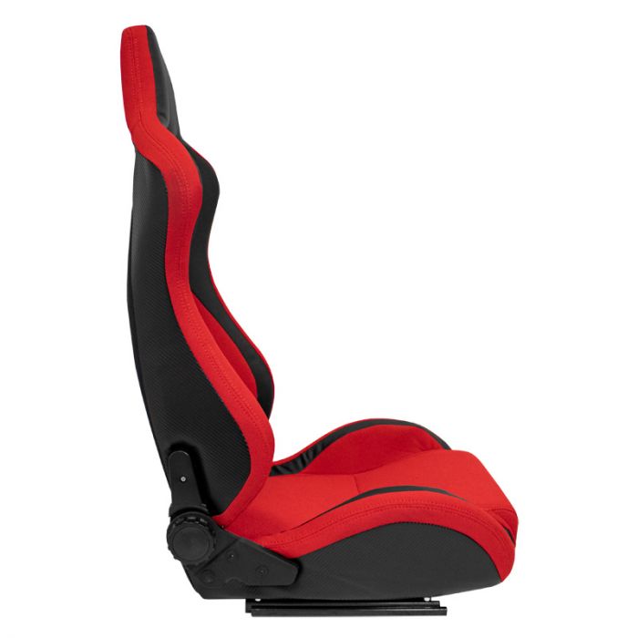 Sport seat 'MS' - Black/Red - Dual-side reclinable back-rest - incl. slides