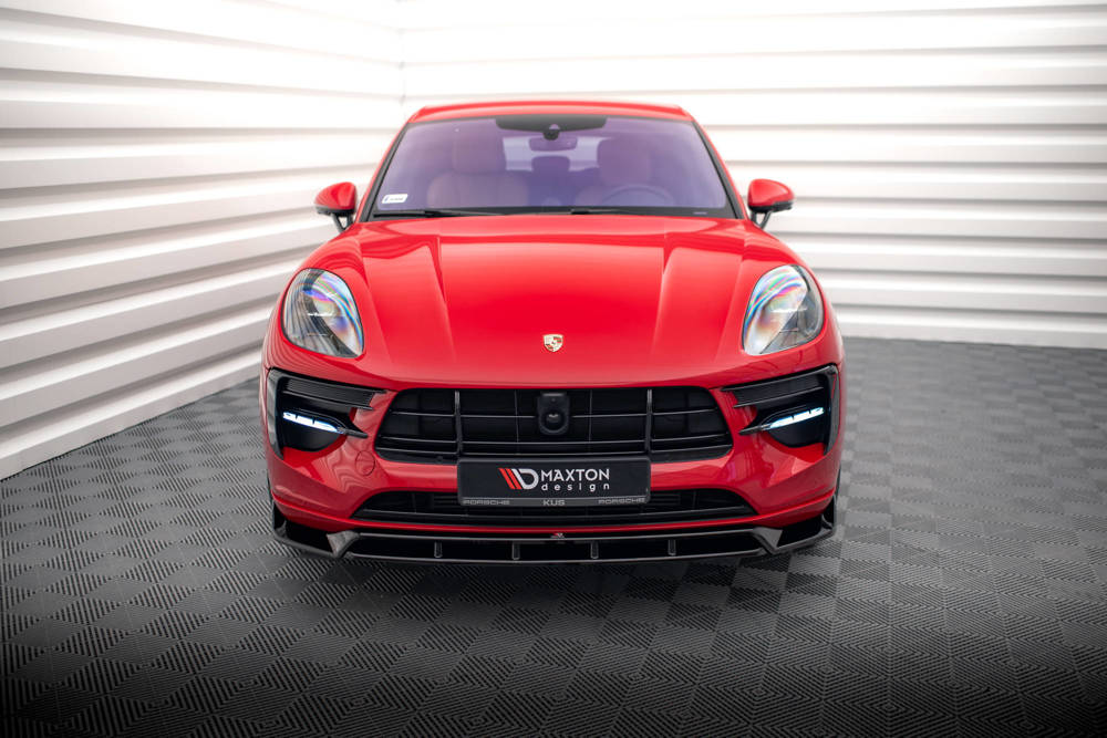 Voorspoiler V.2 Porsche Macan MK1 FL Maxton Glans Zwart