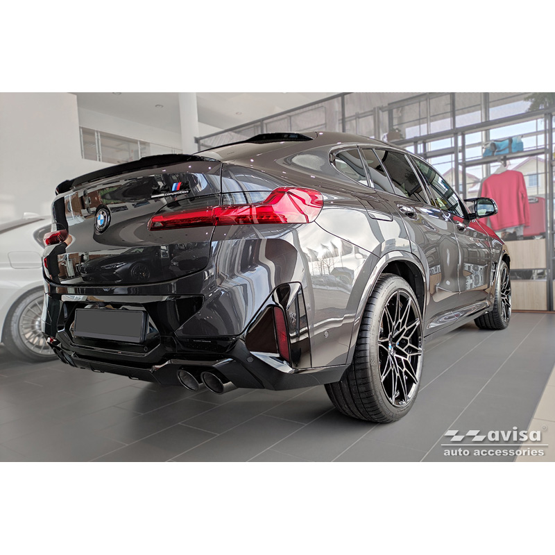 Black Stainless Steel Rear bumper protector  BMW X4 G02/F98 M Competition Facelift 2021- 'Ribs'