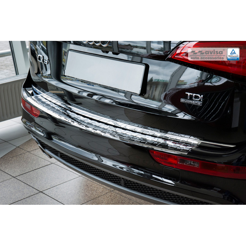 Chrome Stainless Steel Rear bumper protector  Audi Q5 2008-2012 & 2012- 'Ribs'