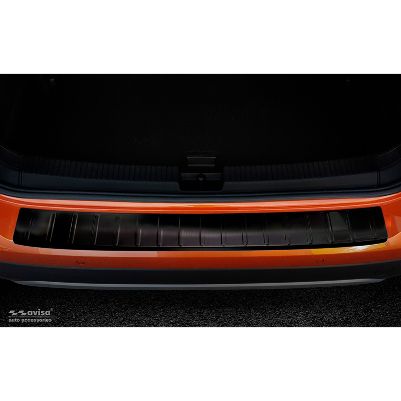 Black Stainless Steel Rear bumper protector  Volkswagen T-Cross 2019-2024 & FL 2024- 'Ribs'