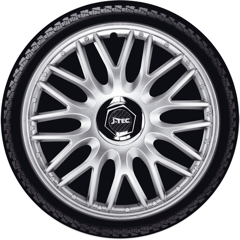 4-Delige J-Tec Wieldoppenset Orden R 13-inch zilver + chroom ring