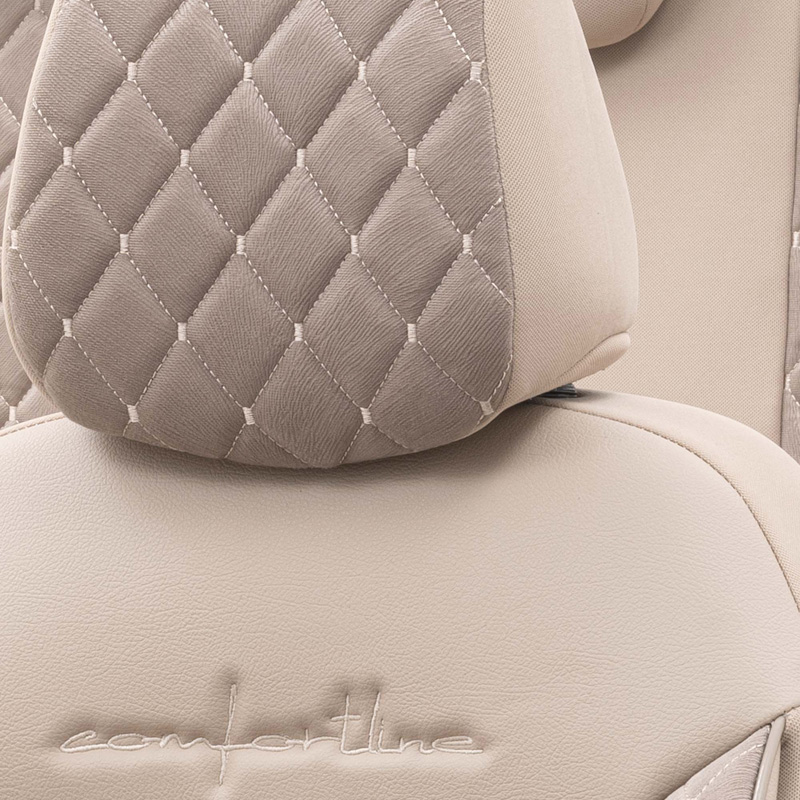 Universal Velours/Fabric Seat cover set 'Comfortline VIP' Crème - 11-pieces -  Side-Airbags