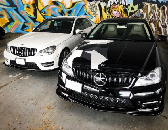Grill Mercedes C-klasse W204 S204 GT Look Panamericanan Glans Zwart