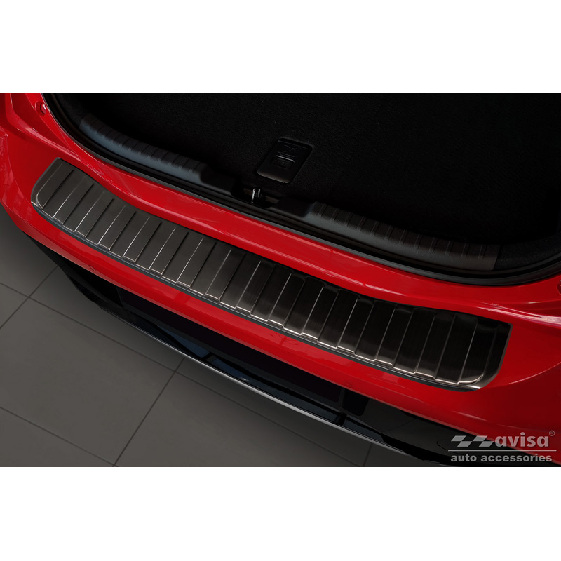 Black Stainless Steel Rear bumper protector  Toyota Corolla XII HB 2019- (incl. GR-Sport) 'Ribs'