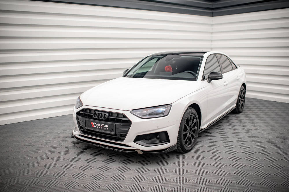 Voorspoiler V.1 Audi A4 B9 FL Maxton Glans Zwart